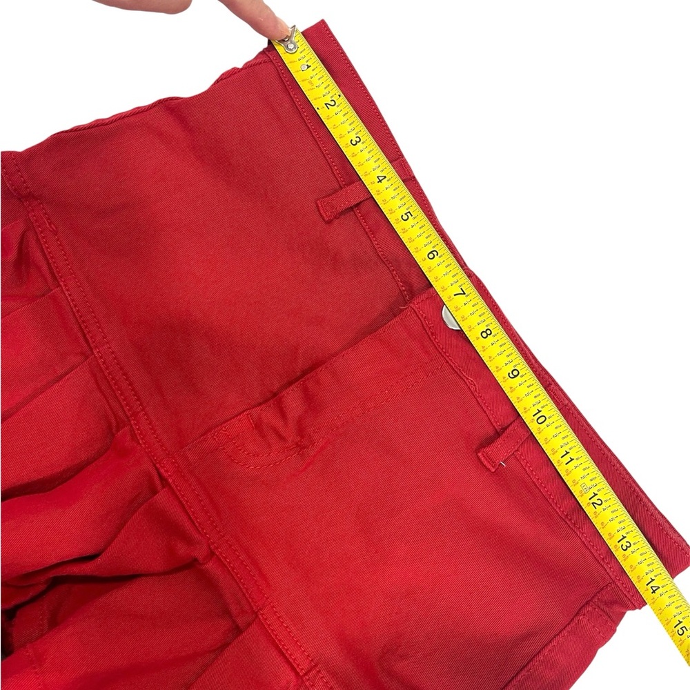 TIFFANY Low Rise Red Denim Stretch Pleated Micro Mini Skirt EU sz 40 Y2K bratz - Picture 6 of 8